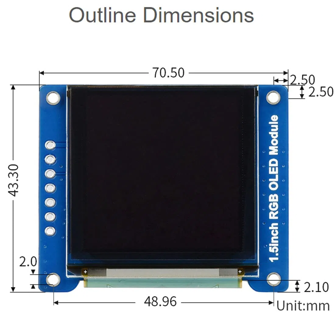 Waveshare 1.5inch RGB OLED Display Module 128x128 16-bit SPI