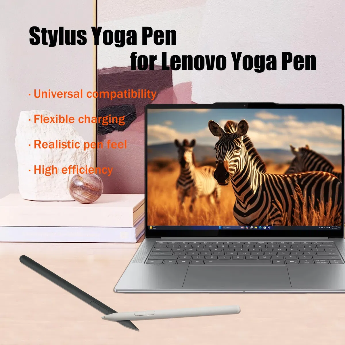 Stylus Yoga Pen für Lenovo Yoga Pen (4X81Q95846), Yoga Stylus (WE05/ US501/US502) kompatibel mit Lenovo Yoga 6/7i/9i/Book 9i, ThinkPad, ThinkBook, IdeaPad Flex, Chromebook Duet 3/5 Serie, Schwarz