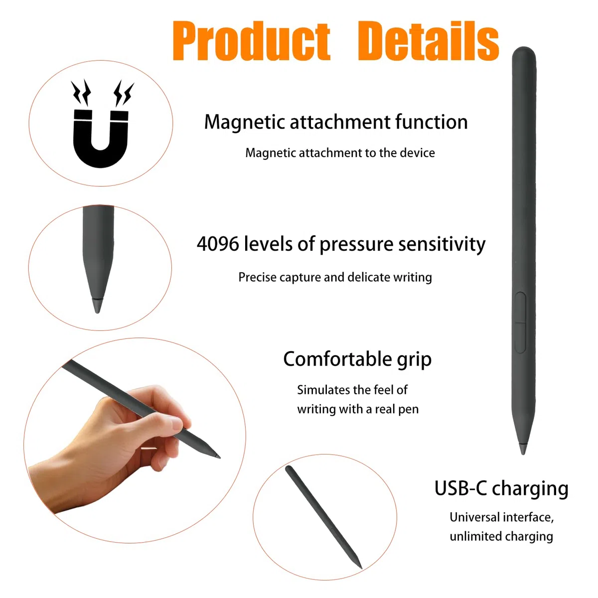 Stylus Yoga Pen für Lenovo Yoga Pen (4X81Q95846), Yoga Stylus (WE05/ US501/US502) kompatibel mit Lenovo Yoga 6/7i/9i/Book 9i, ThinkPad, ThinkBook, IdeaPad Flex, Chromebook Duet 3/5 Serie, Schwarz