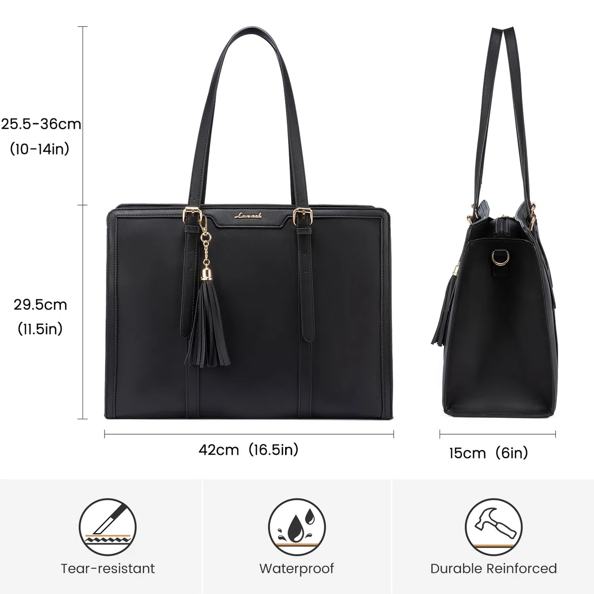 LOVEVOOK Laptoptasche 15,6 Zoll Handtasche Damen Umhängetasche Leder Tote Bag Women Shoulder Crossbody Bag Große Shopper Tasche Elegante Schultertasche Aktentasche Arbeitstasche Lehrertasche für Büro