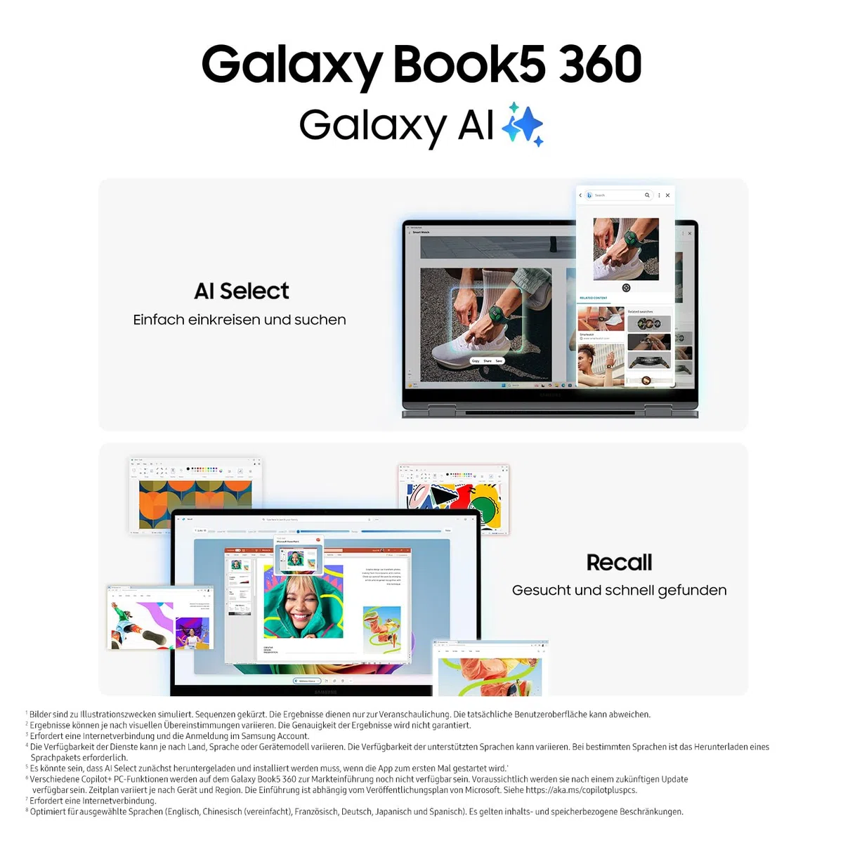 Samsung Galaxy Book5 360 15,6" 2-in-1-Laptop Intel Core Ultra 7 16 GB RAM 512 GB Speicher Moonstone Gray