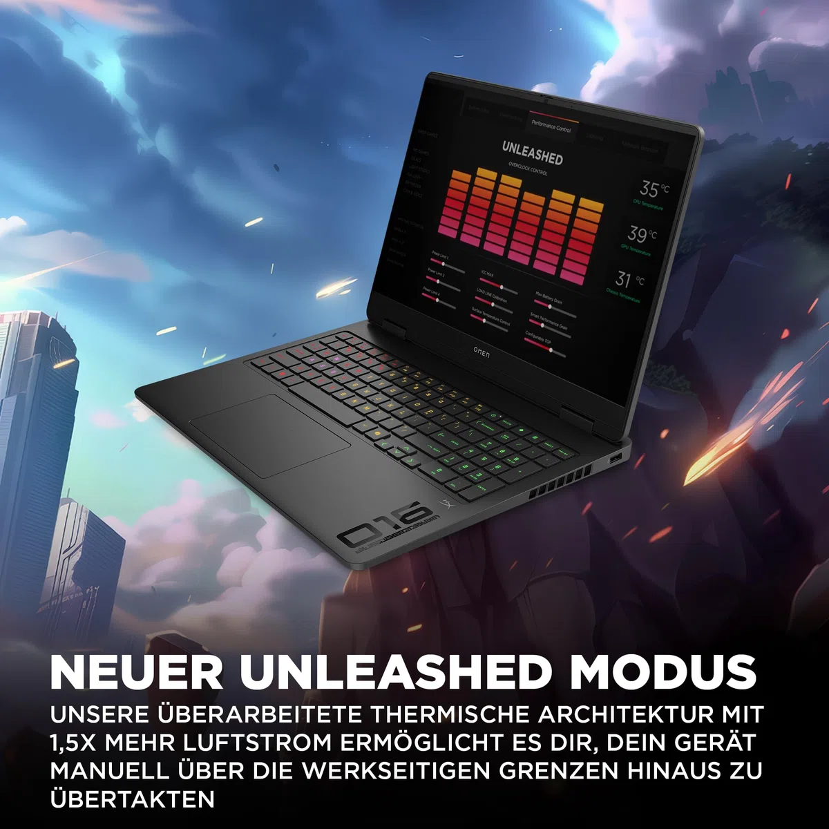 HP Omen Gaming Laptop 16" 2.5K Display Intel Core Ultra 7 32GB RAM 1TB NVIDIA GeForce RTX 5060 Win11 QWERTZ Schwarz