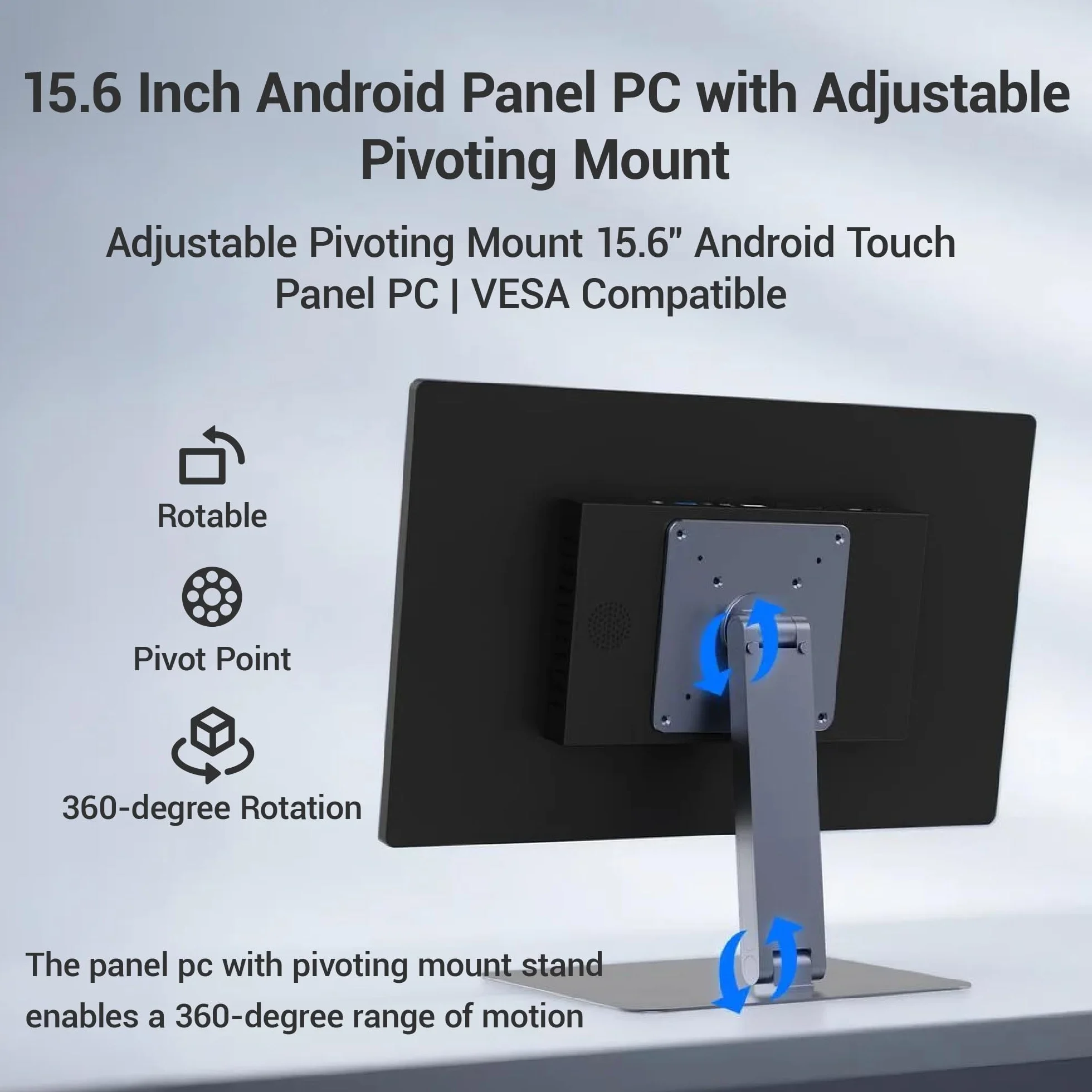 Industrie Panel PC-HEIGAOLAPC Industrie Touch Panel 15.6 Zoll mit Schwenkhalterung, PC-panel All in One Android 12 RK3399 4GB RAM 64GB ROM, 1920*1080 IPS, 1xUSB3,0, 1xUSB2,0, Type-C, HDMI2,0, LAN RJ45