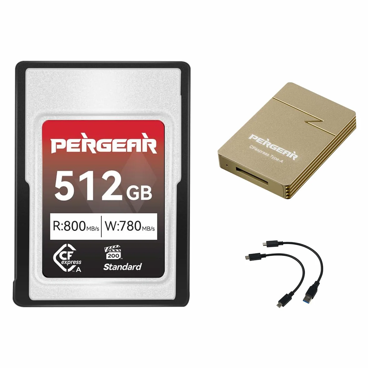 Pergear Standardserie 512GB CFexpress Typ A-Speicherkarte, bis zu 800 MB/s Lesegeschwindigkeit und 780 MB/s Schreibgeschwindigkeit für 4K 120P, 8K 30P-Aufnahme(mit Kartenleser) für Alpha & FX-Kamera