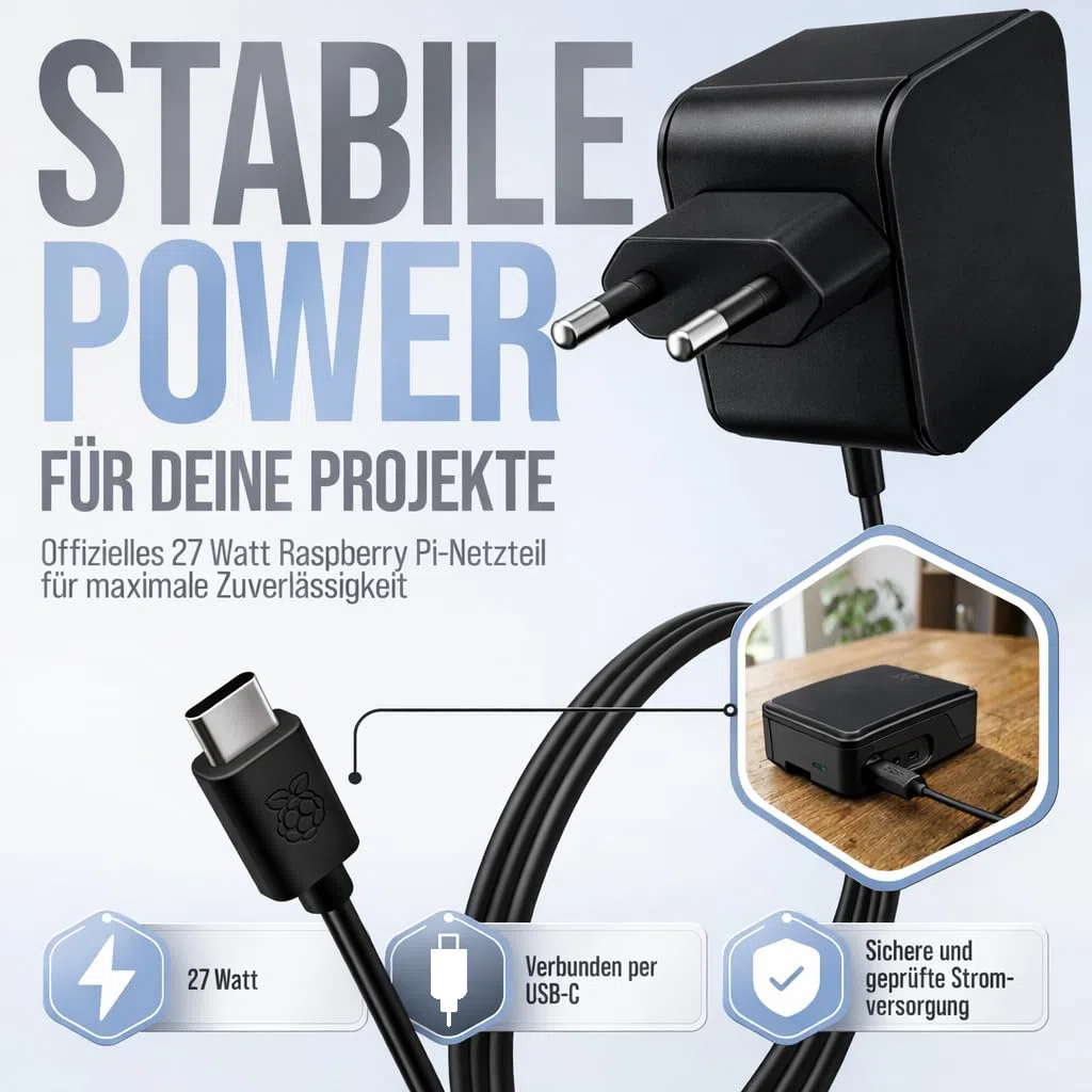 Raspberry Pi 5 8GB Starter Set 64GB Black Edition 27W Netzteil Gehäuse mit Lüfter 4K Micro HDMI Kabel