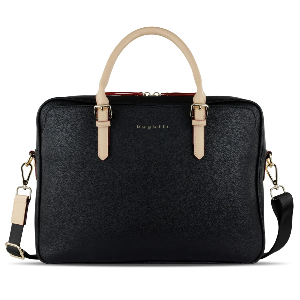 bugatti Ella Businesstasche 15", Aktentasche aus Kunstleder mit Laptopfach, schwarz