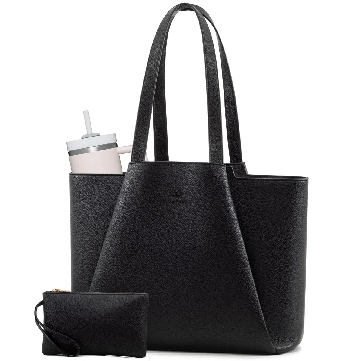 LOVEVOOK Handtasche Damen 15,6 Zoll Laptoptasche, Shopper Tasche Leder Tote Bag Women Aktentasche Lehrertasche mit Laptopfach, Wasserdicht Schultertaschen Umhängetasche für Business Lehrertasche Büro