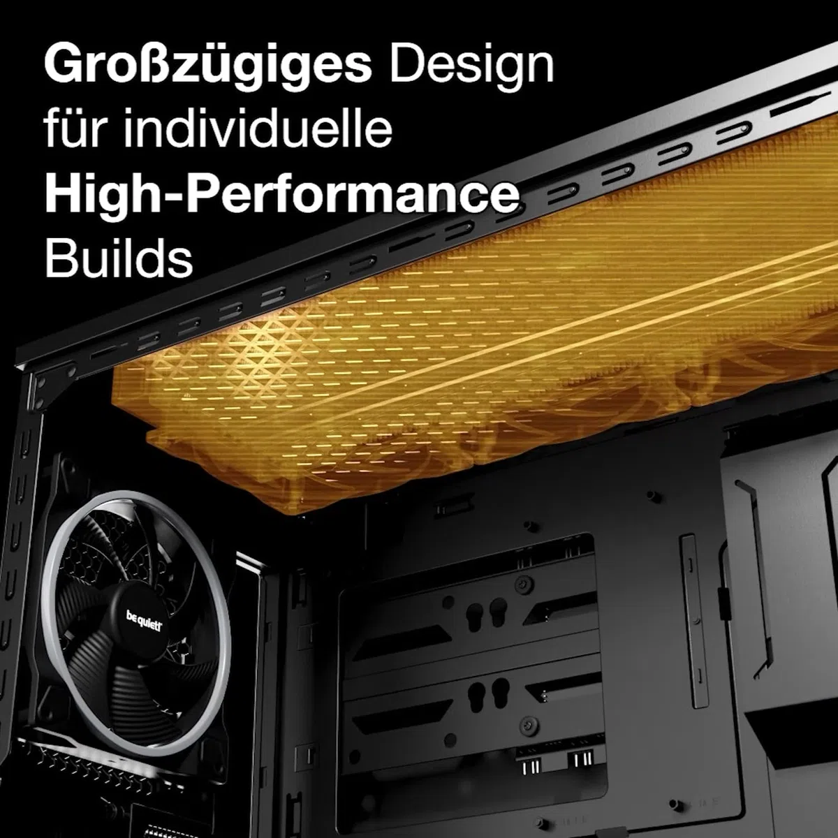 be quiet! Shadow Base 800 PC-Gehäuse, Pure Wings 3 140mm PWM-Lüfter, USB 3.2 Gen. 2 Type C, maximaler Airflow, Open-Mesh-Design, E-ATX Mainboard, 420mm Radiatoren, Seitenfenster aus Temperglas