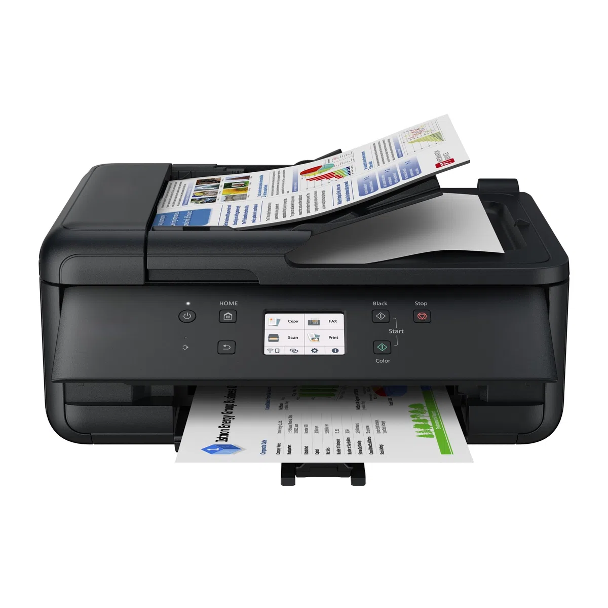 IC-Office TR7650 Farbtintenstrahl Multifunktionsdrucker 4-in-1 (Drucken, Kopieren, Scannen, Faxen, ADF, WLAN, AirPrint) schwarz + 15 XXL Tintenpatronen