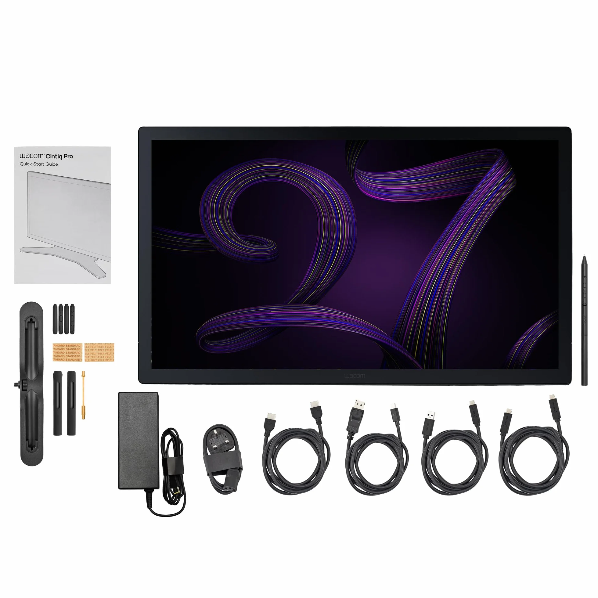 Wacom Cintiq Pro 27 Grafiktablett ohne Standfuß (4k-Auflösung, 26,9-Zoll-Display, HDR-Gamma, Pantone Validated, 99 % Adobe RGB, Neuer, drucksensitiver Pro Pen 3, Multi-Touch) Black