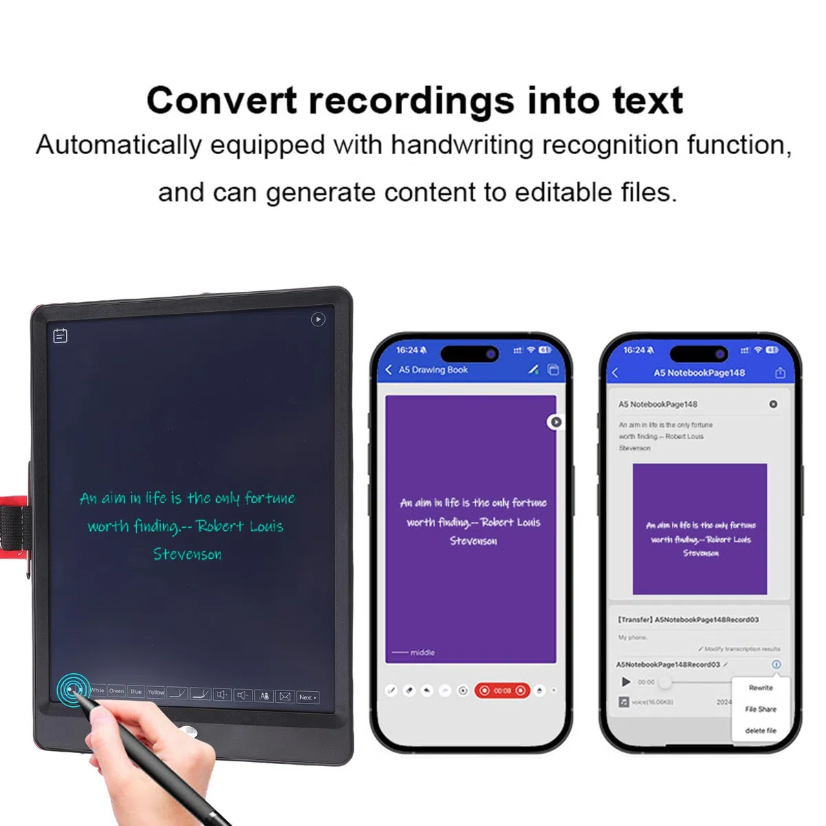 Annadue AI Smart Pen und Digitaler Notizblock für Notizen, Echtzeit -Synchronisationsstift Zum Digitalisierung, Konvertieren in Text und KI, das Tablet mit Regulärem Stift Zum Zeichnen