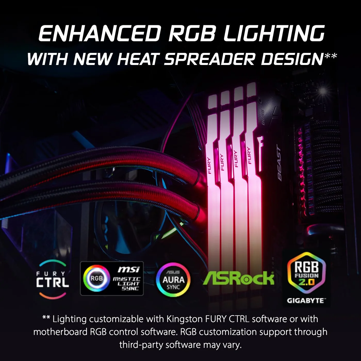 Kingston FURY Beast Schwarz RGB EXPO 32GB 6000MT/s DDR5 CL30 DIMM Desktop Gaming Speicher Kit mit 2 - KF560C30BBEAK2-32