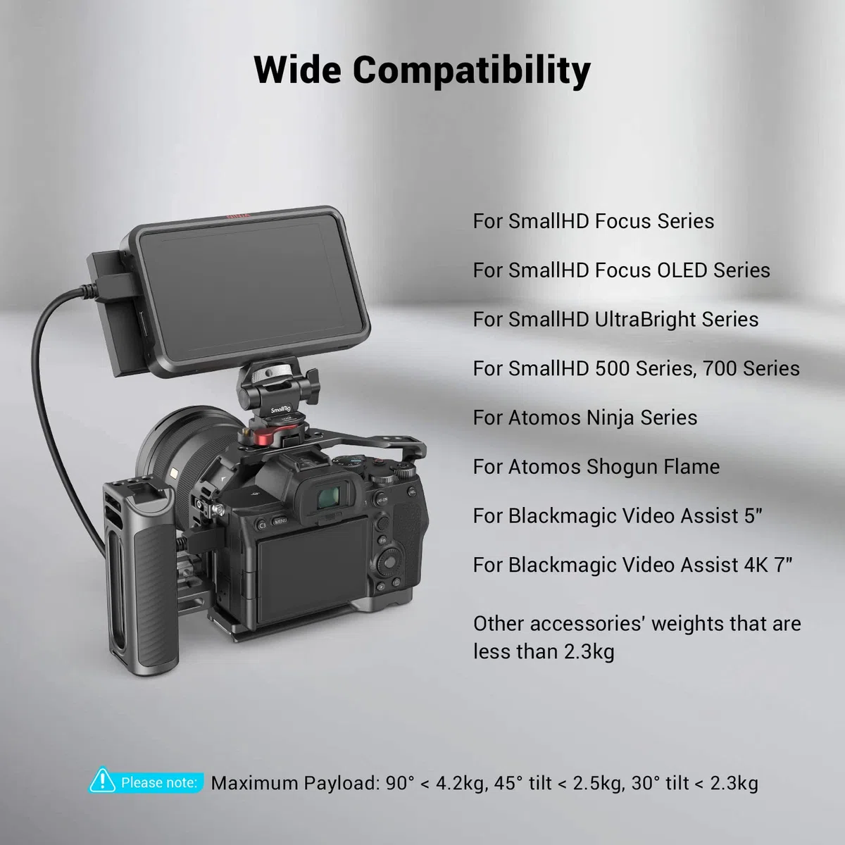 (Aktualisierte Version) SMALLRIG Monitorhalterung mit NATO Klemme, Kamera Monitorhalterung für 5" und 7" Monitor, Schwenkbar und Neigbar - 2906B