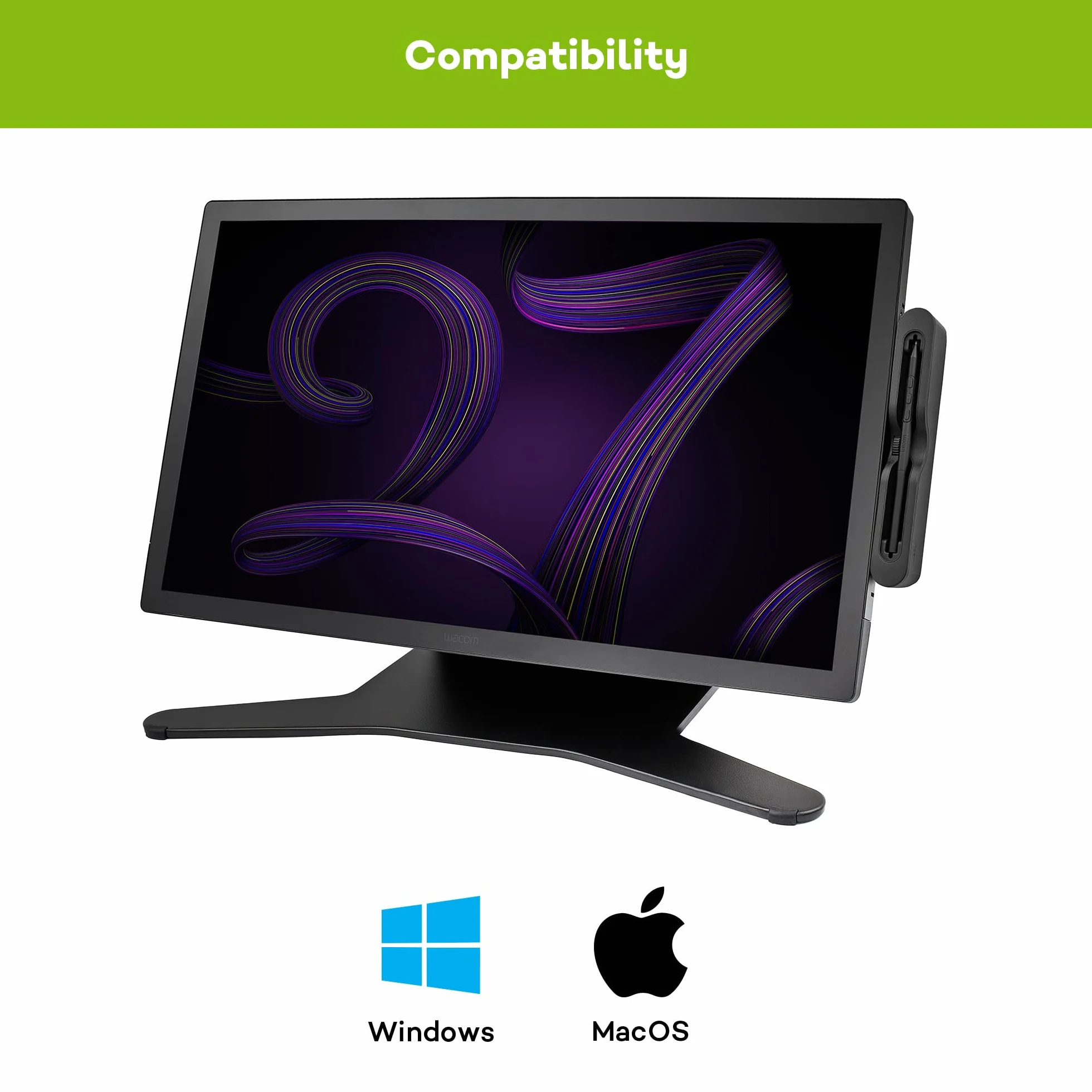 Wacom Cintiq Pro 27 Grafiktablett ohne Standfuß (4k-Auflösung, 26,9-Zoll-Display, HDR-Gamma, Pantone Validated, 99 % Adobe RGB, Neuer, drucksensitiver Pro Pen 3, Multi-Touch) Black