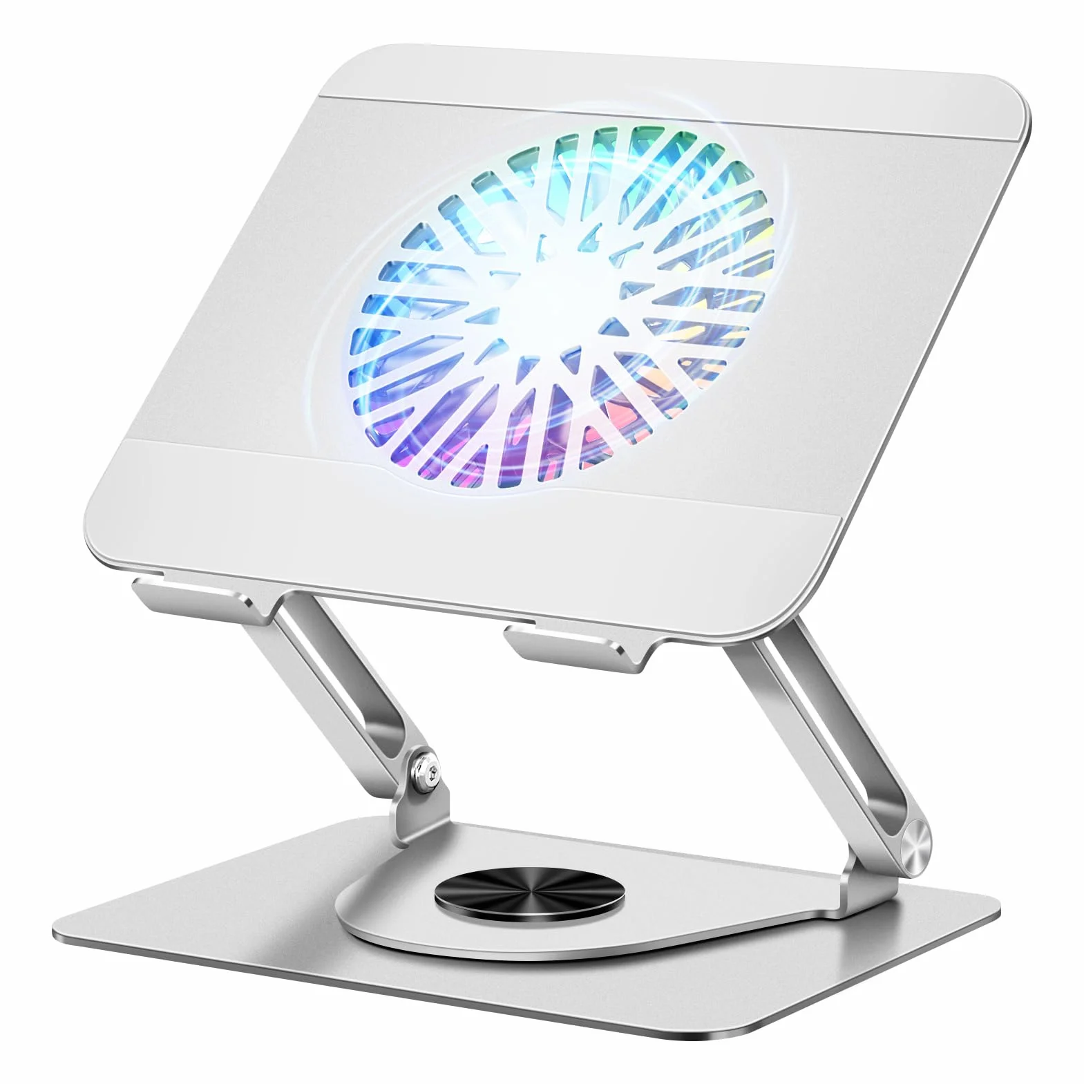 ICARE Laptop Ständer mit Magnetischem RGB Laptop Kühler, 360° drehbar, 10KG Tragkraft und 18dB Leise, ergonomischer Halterung für Laptops und Tablets bis 16 Zoll