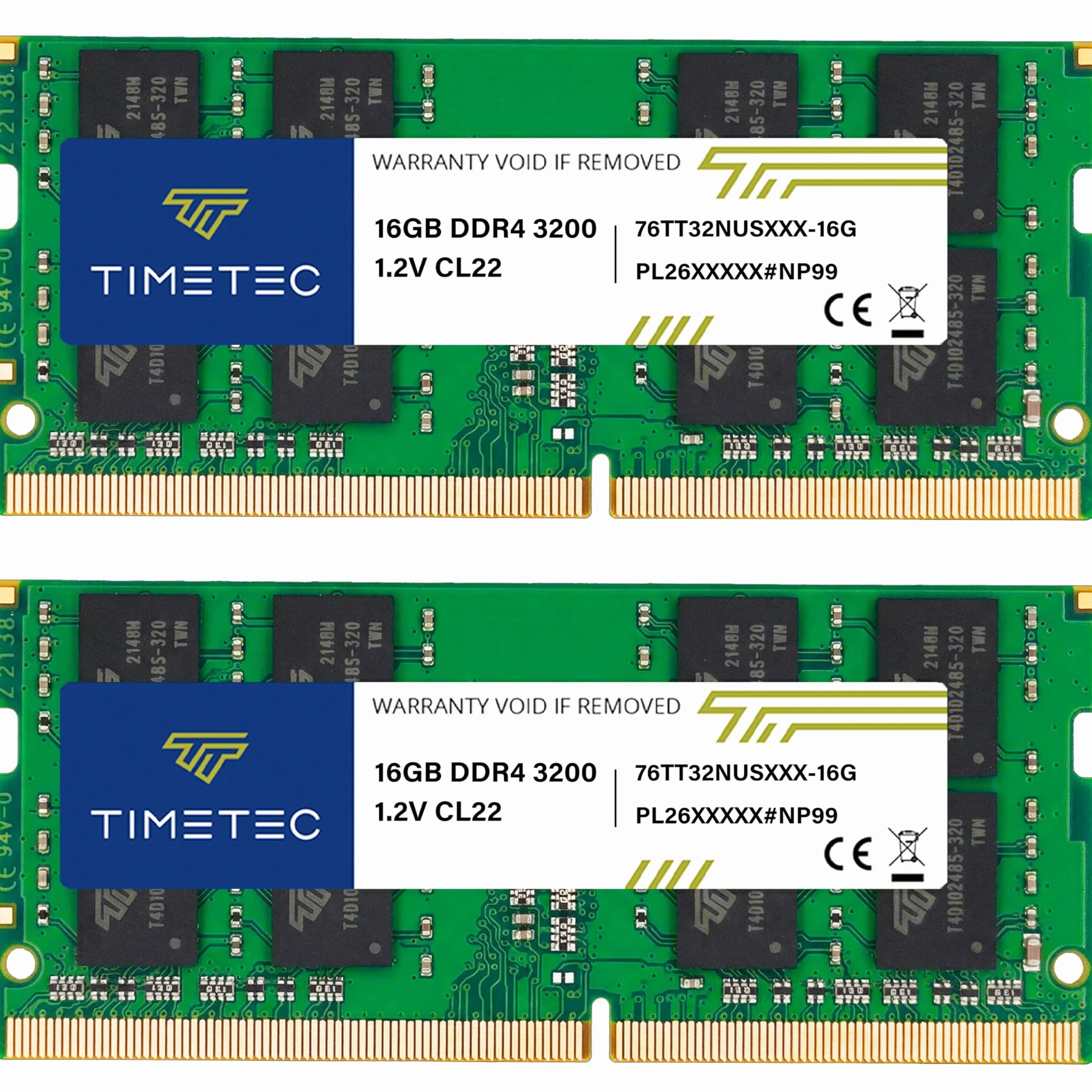 Timetec 32GB KIT (2x16GB) DDR4 3200MHz (PC4-3200AA) PC4-25600 SODIMM – Non-ECC ungepuffert, 260-polig, 1,2V CL22, Speichermodul für Laptops, Mini-PCs und All-in-One-Computer.