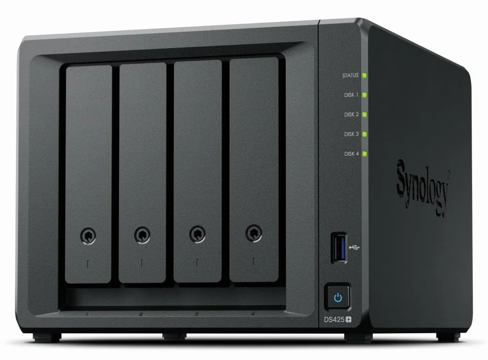 Synology DiskStation DS425+ 4-Bay 3,5" DiskStation ohne Disk Intel Celeron J4125 1x1GbE + 1x2.5GbE 2GB RAM 2xUSB 3.2