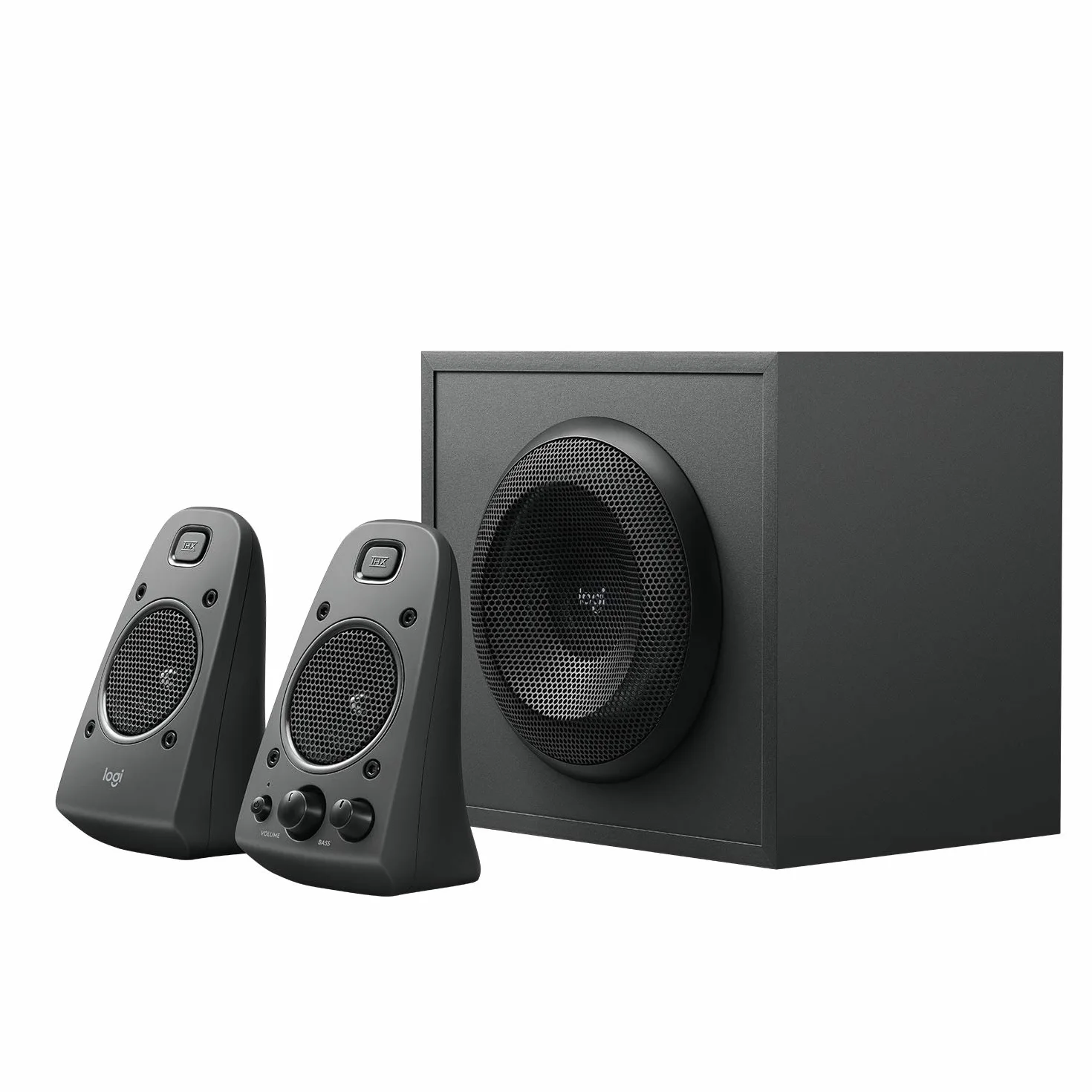 Logitech Lautsprechersystem 2.1 Subwoofer, THX, Tiefer Bass, EU-Stecker, PC/PS4/Xbox/Player/DVD-Player/TV/Smartphone/Tablet, AUX-Anschluss, Schwarz, 400 W Peak, Optischer Eingang 3,5 mm/RCA