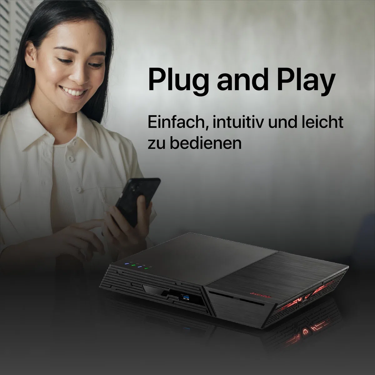 Asustor Flashstor 12 Pro FS6712X - 12 Bay Reine M.2-SSD-NAS Netzwerkspeicher Gehäuse, Quad-Core 2.0GHz, 12 M.2 SSD Slots, 10GbE Port, 4GB RAM DDR4 (Diskless)