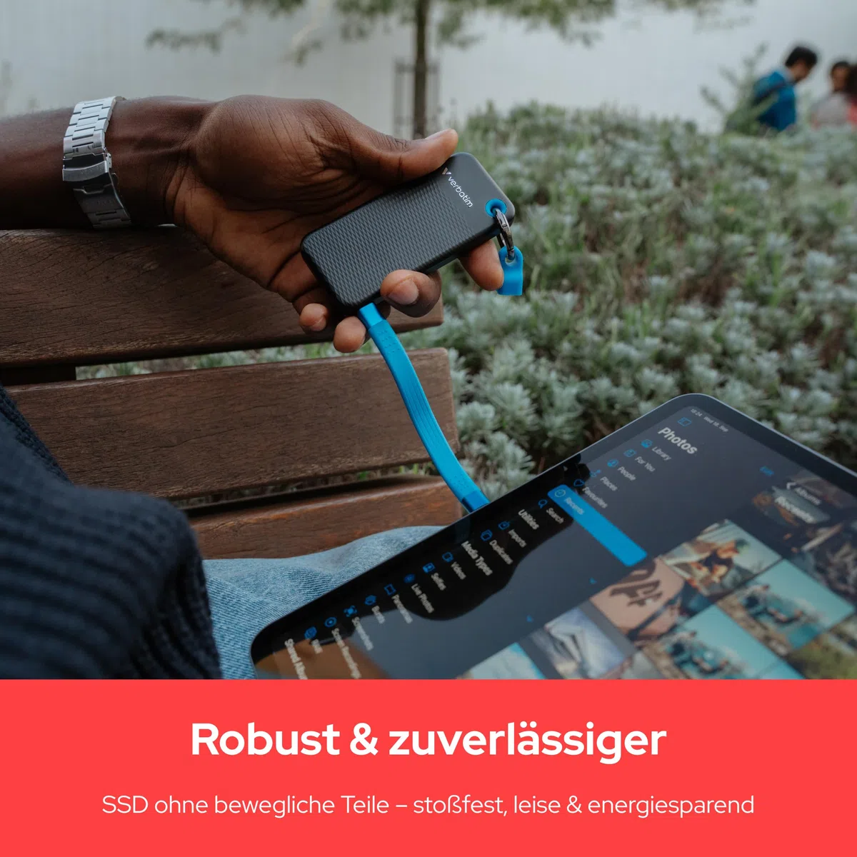 Verbatim Pocket SSD 1 TB, Externe SSD USB 3.2 Gen 2, bis zu 1000 MB/s Lesen & Schreiben, tragbare Festplatte für PC, Mac & Konsole, Schwarz/Rot