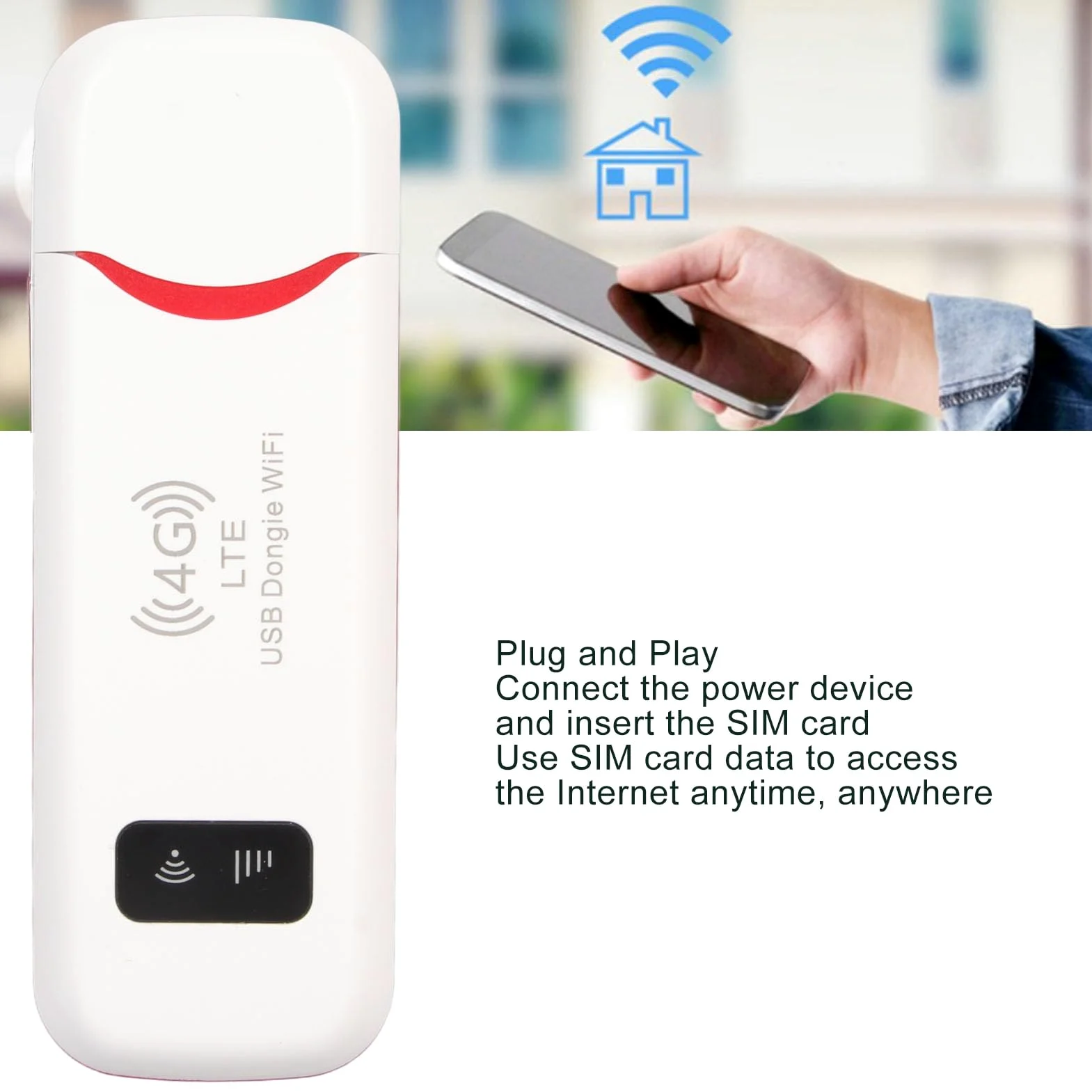 Ejoyous 4G USB WLAN Hotspot Stick, Mobiles Modem Router Tragbarer WiFi Dongle mit SIM-Karten-Slot für Telefon Laptop TV Hochgeschwindigkeits-Internet Teilen für Bis zu 10 Geräte
