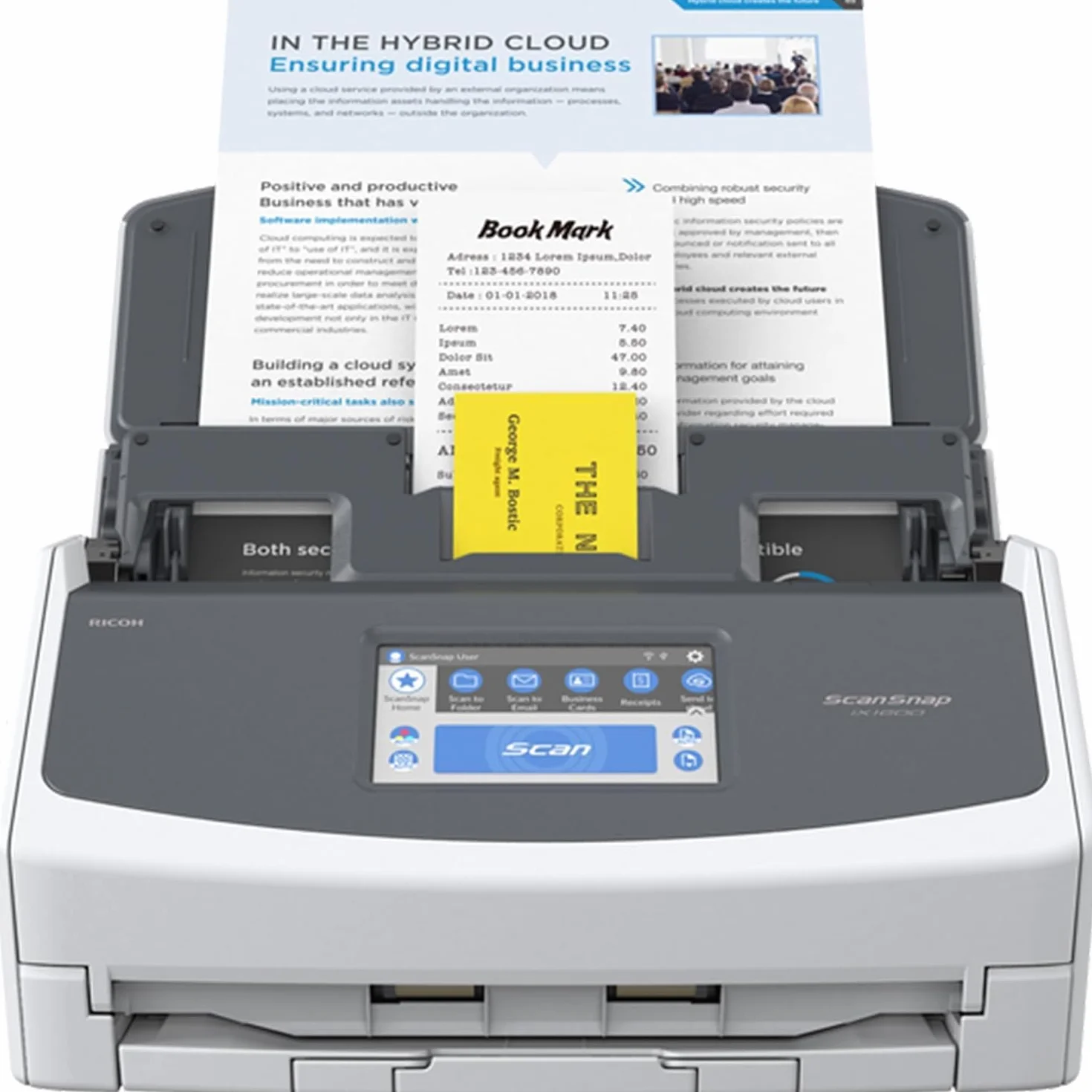 iX1600 ScanSnap Scanner (White) - A4, A5, A6, B5, B6, Visitenkarte, Postkarte, Letter, Legal und Benutzerdefiniert, Duplex, Wi-Fi, USB3.2, (40 Seiten/80 Bilder/Min) mit ADF, White, ADF, 40 ppm