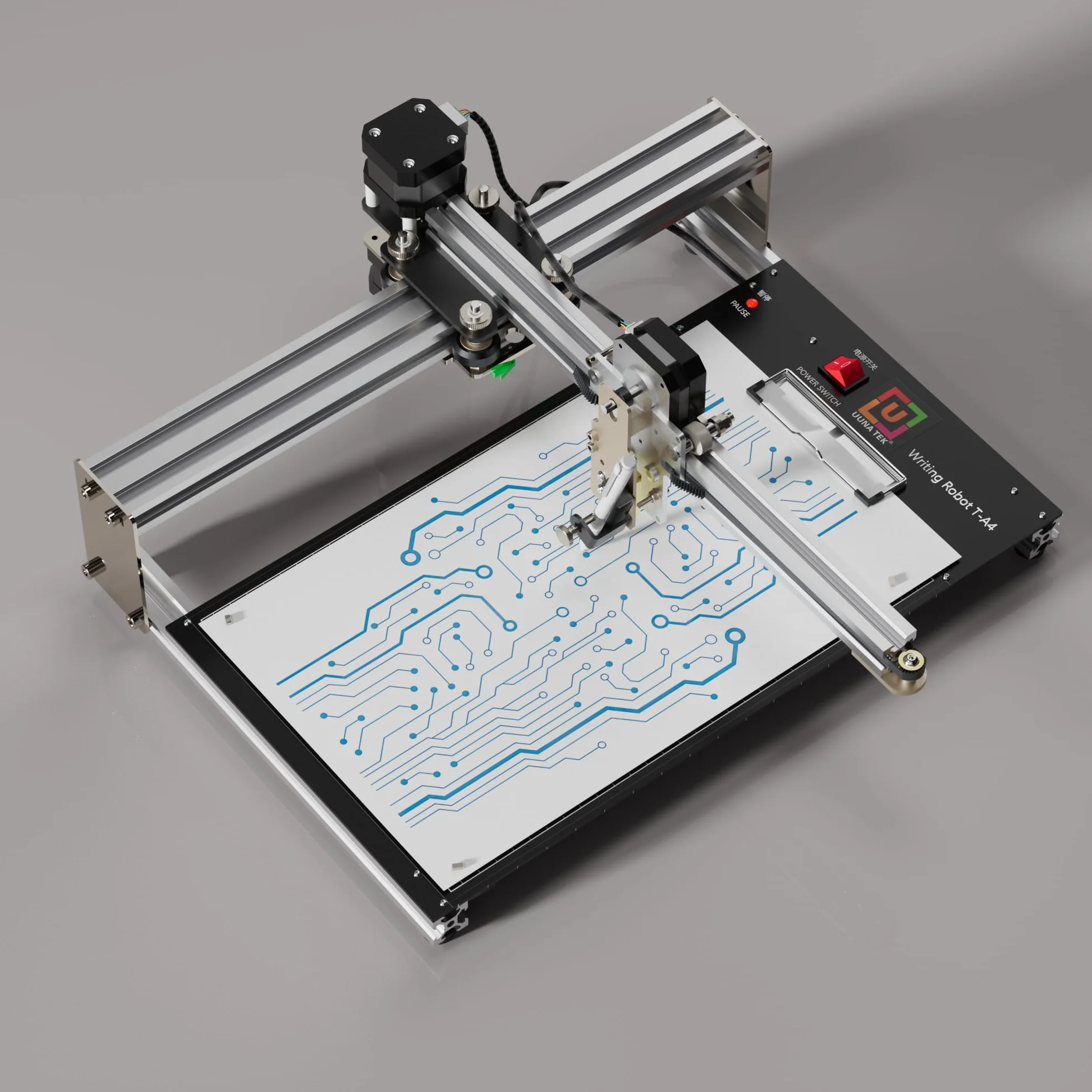 UUNATEK Original iDraw 2.0 T-Structure Plotter XY Plotter Zeichenmaschine Handschriftbrobot mit Kellerplatte, Arbeitsbereich A4, 3 x 42 Schrittmotoren, Schreibgeschwindigkeit