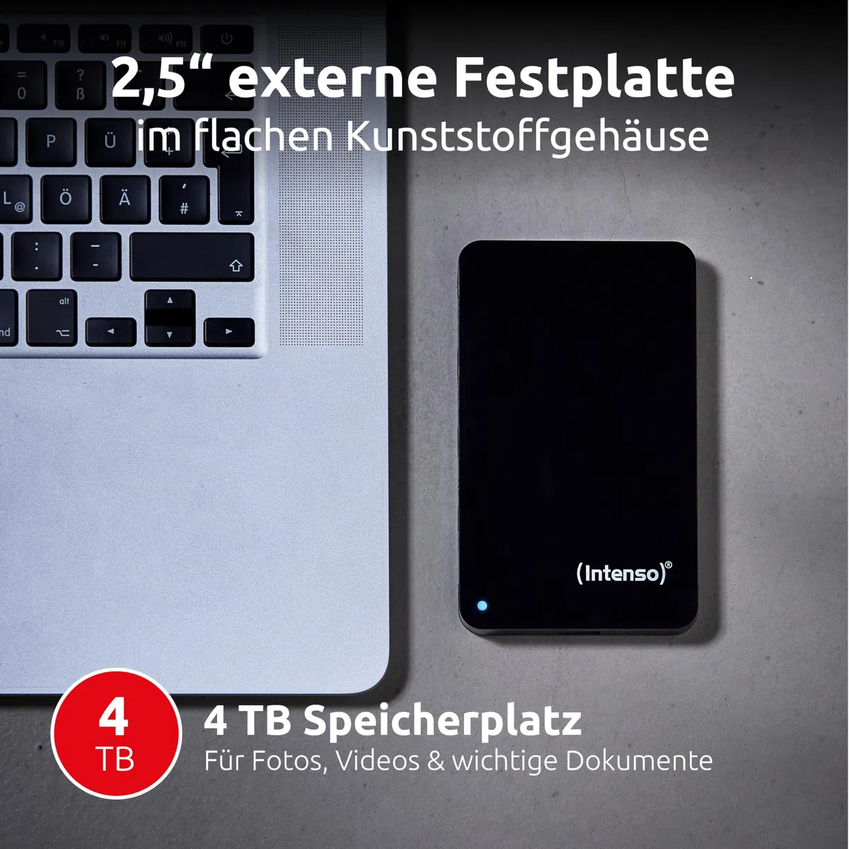 Intenso 4 TB externe Festplatte 2,5 Zoll USB 3.2 Gen 1x1 HDD schwarz