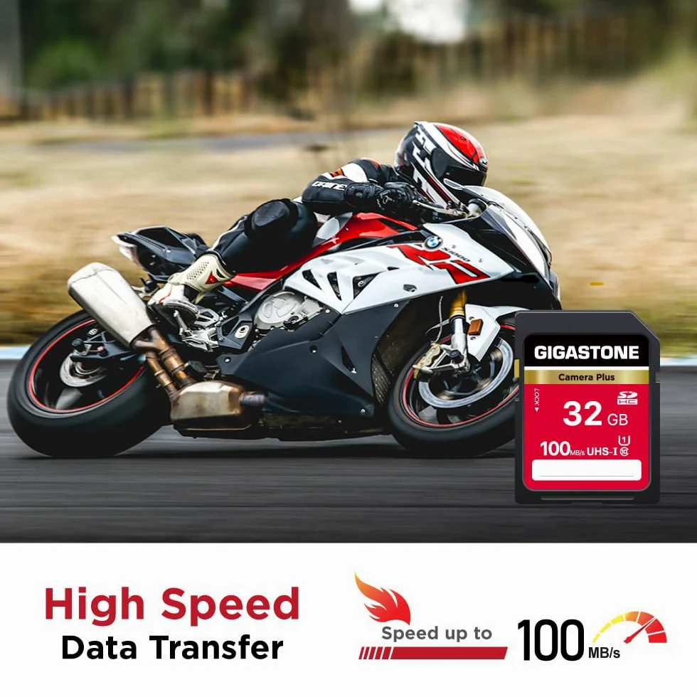 GIGASTONE 32 GB SD-Karte, Kamera Plus, UHS-I U1 Klasse 10, SDHC-Speicherkarte, Full HD-Video für Digitalkamera, mit 2 Mini-Etuis, 2 Stück