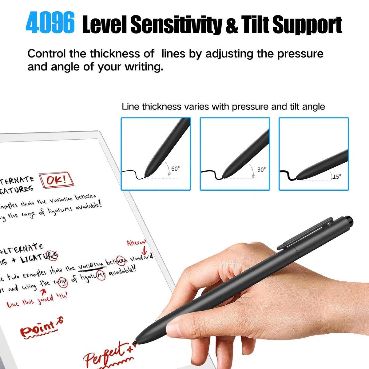 Jvkzaen Remarkable 2 Stifte mit Radiergummi, EMR Stylus Pen mit 4096 Druckstufen, Neigungssensor, Handflächenabweisung, Stifthalter, für bemerkenswerte 2 & 1/Galaxy Tab & Book/BooX/Wacom/Scribe und