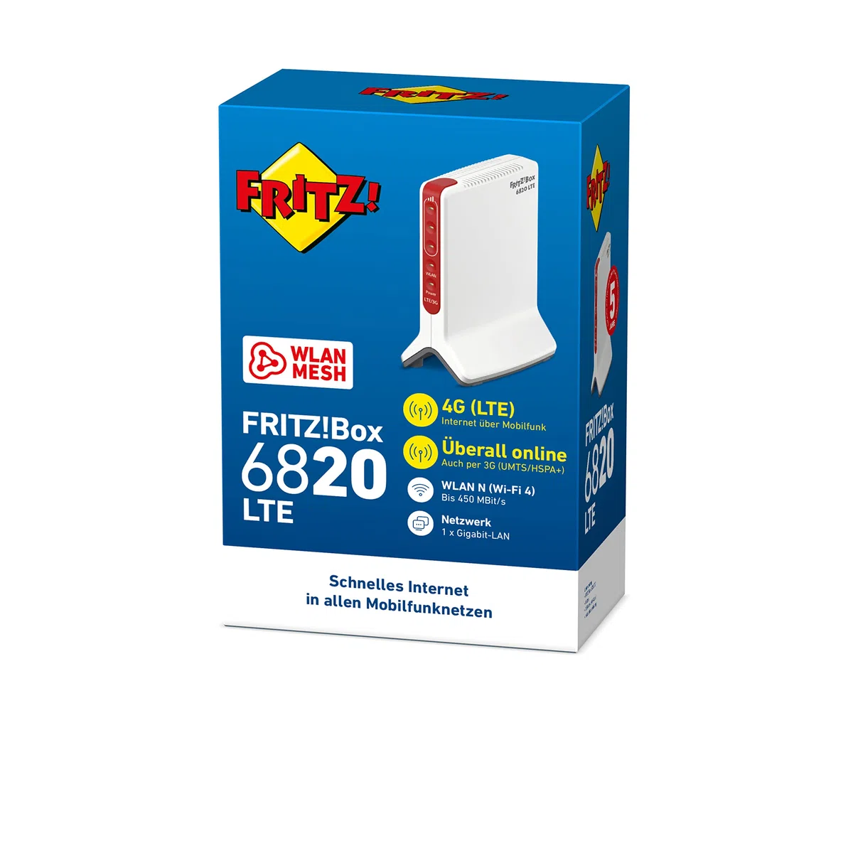 FRITZ!Box 6820 LTE (LTE (4G) und UMTS (3G), WLAN N bis 450 MBit/s, 1 x Gigabit-LAN, geeignet für Deutschland)
