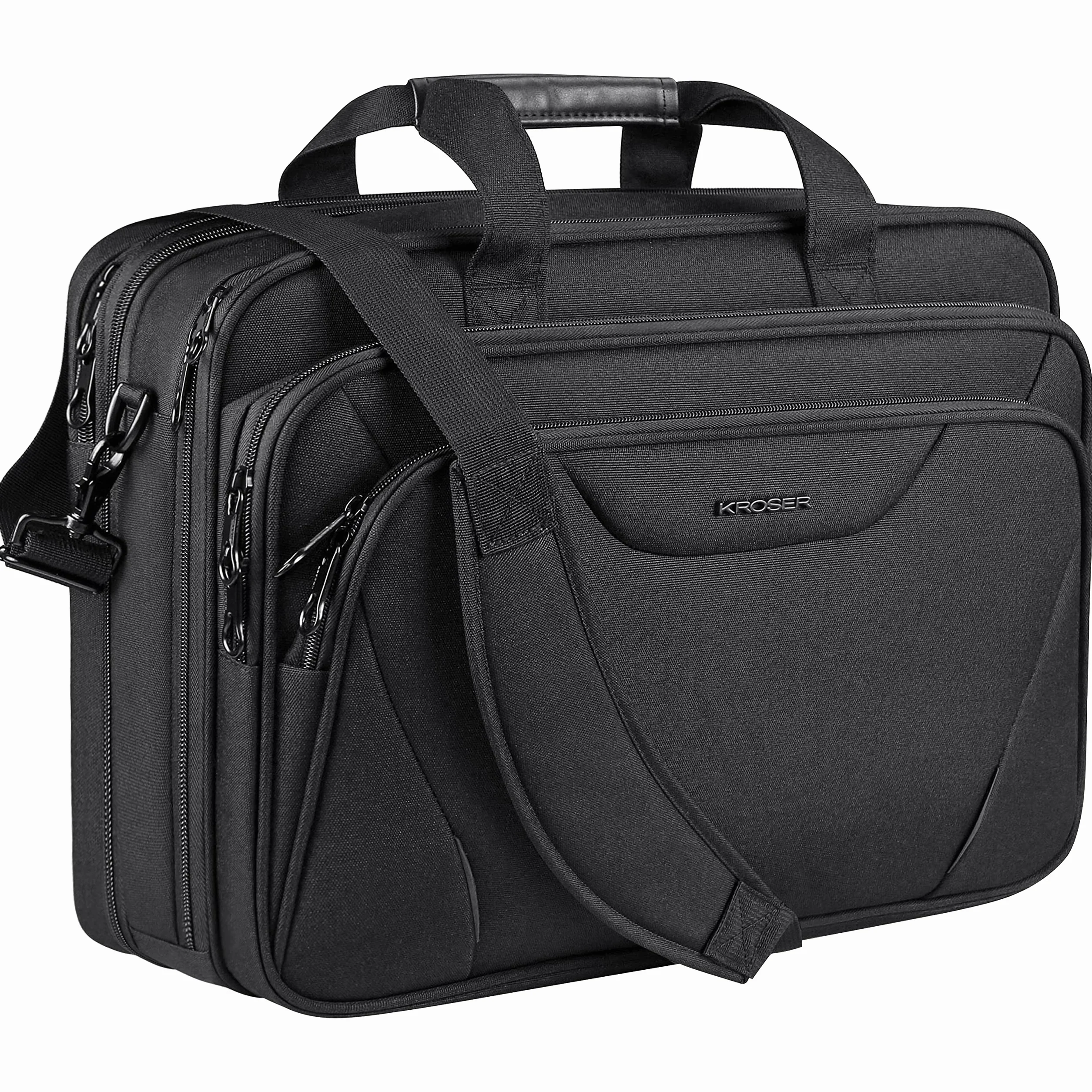 KROSER 18 Zoll Handtasche, Laptoptasche bis 17,3 Zoll, wasserdicht, dehnbar, Dokumententasche mit Schultergurt, für Reisen/Geschäft/Schule/Herren/Damen, Laptop Bag