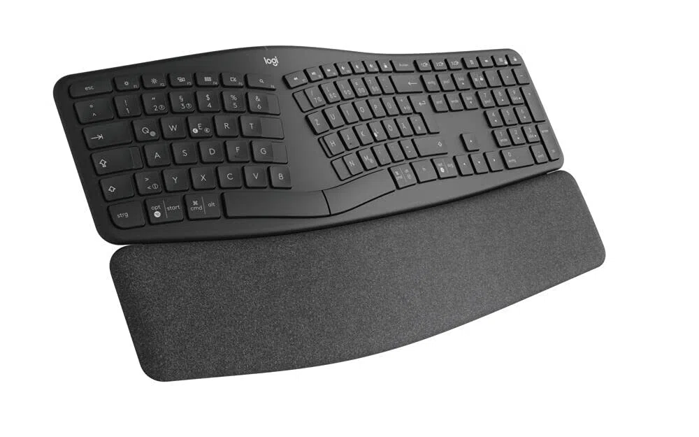 Logitech ERGO K860 kabellose ergonomische Tastatur – geteilte Tastatur, Handballenauflage, natürliches Tippen, schmutzabweisendes Material, Bluetooth und USB-Verbindung, für Windows/Mac - Graphit