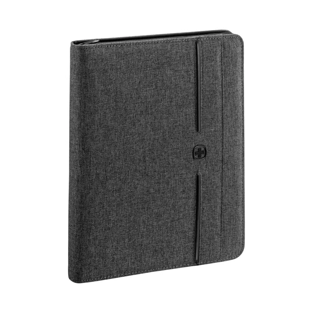 WENGER Affiliate Schreibmappe mit Ringhefter und 10 Zoll Tabletfach, Padfolio mit Business-Organizer, Polyester, A4-Notizbuch, Damen Herren, Grau, 601360