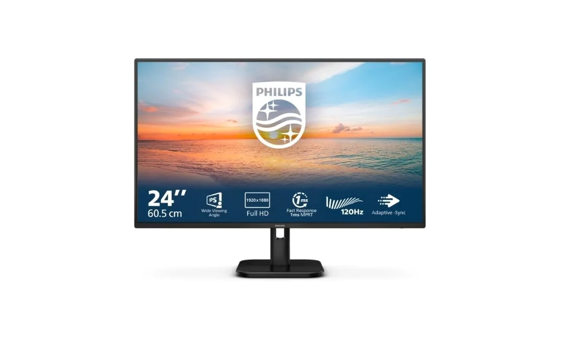 Philips 24E1N1100A 24 Zoll Full HD Monitor, 1 ms Reaktionszeit, 1920x1080, 120 Hz, HDMI 1.4, schwarz
