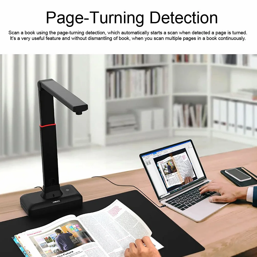 VIISAN Dokumentenscanner - 23MP Buchscanner mit Scan Max A2, ideal für große Periodika, Bücher und Dokumente. Unterstützt A3/A4/A5/Karten, mehrsprachige OCR-Texterkennung, kompatibel mit Mac/Windows
