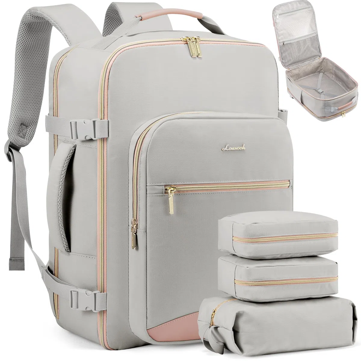 LOVEVOOK Handgepäck Rucksack Flugzeug, 40L Groß Reiserucksack Damen Kofferrucksack, Wasserdicht Reisetasche für 17 Zoll Laptop, Travel Backpack für Reise Geschäftsreise Business Wandern Weekend