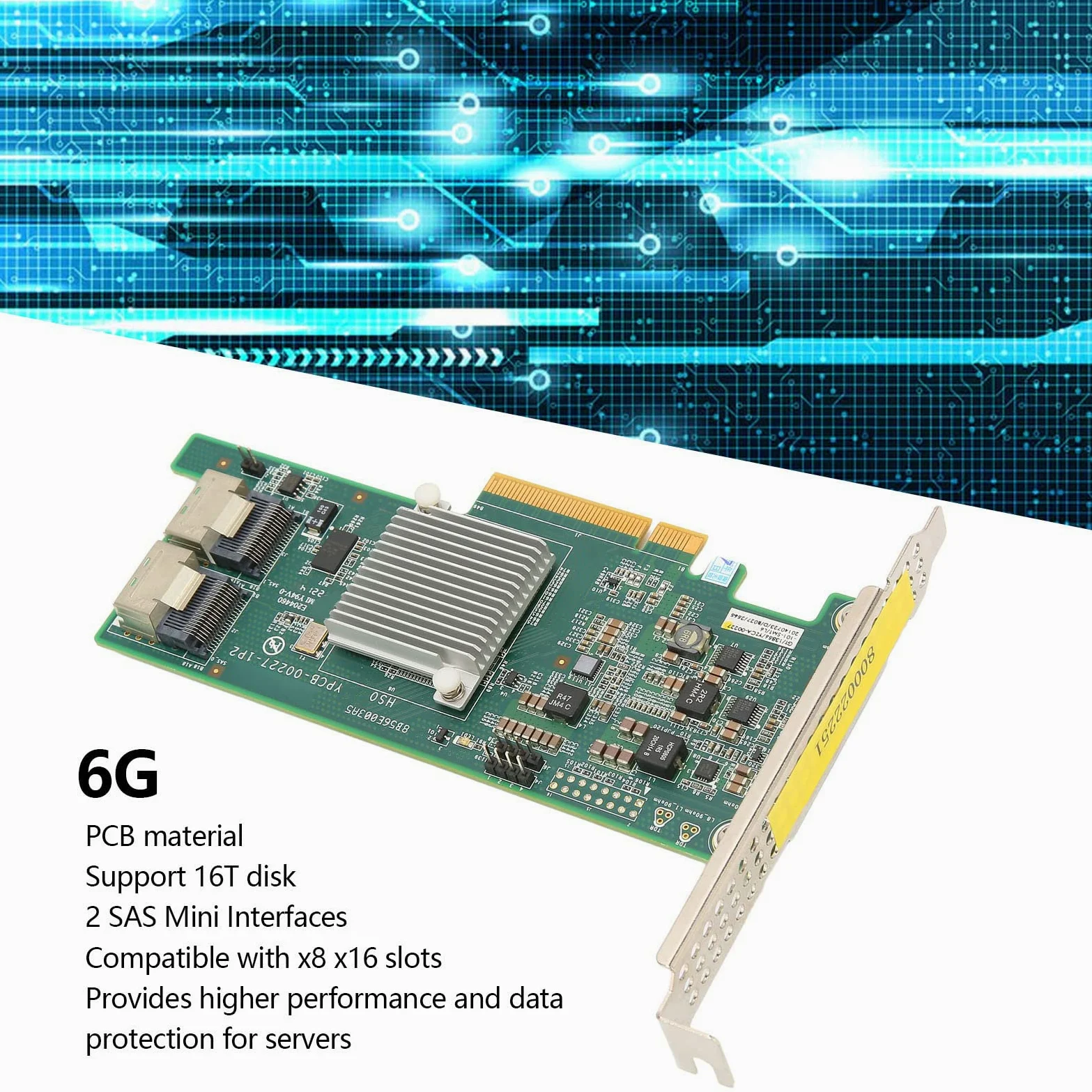 PCI E X8 Array Card, PCI E X8 Disk Array Card, SAS 2308 6G 2 SAS Interface Support 16T Disk HBA Disk Array Card für Datenbanken Server Disks