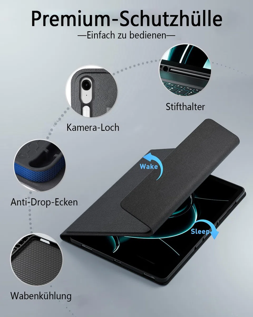für Samsung Galaxy Tab S10 FE Plus (2025)/Samsung Galaxy Tab S10 FE+ (2025) 13.1 Zoll Hülle mit Kabelloses Bluetooth Deutsch (QWERTZ) Beleuchtete Farbige Tastatur und Maus, Backlit Keyboard Case