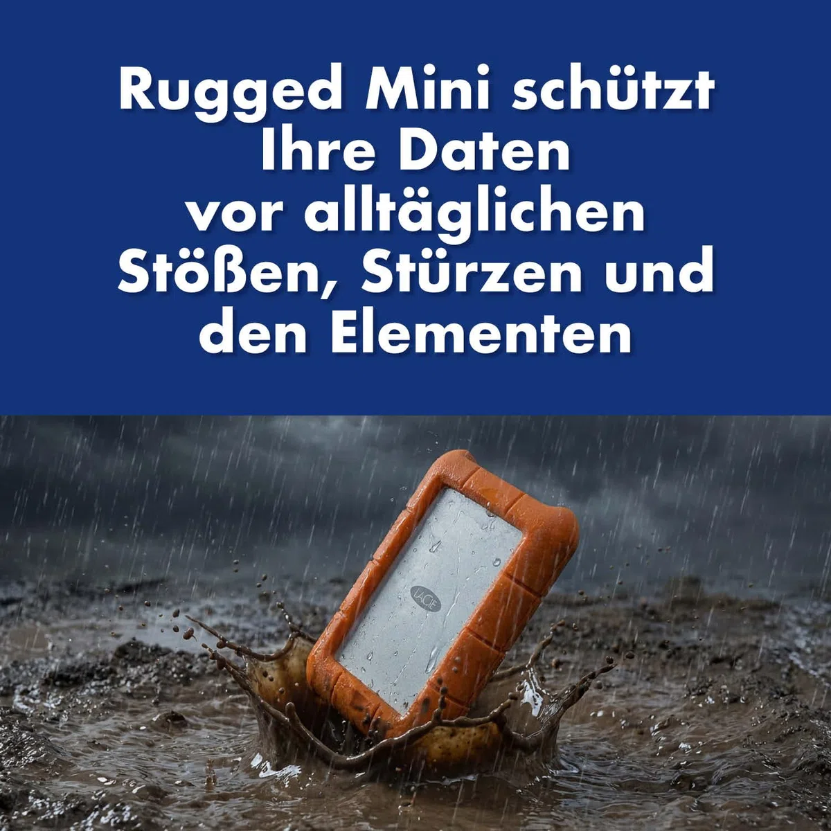 LaCie Rugged Mini 4TB tragbare externe Festplatte, 2.5 Zoll, PC & Mac, inkl. USB-C w/o USB-A Kabel, Data Rescue Service (LAC9000633)