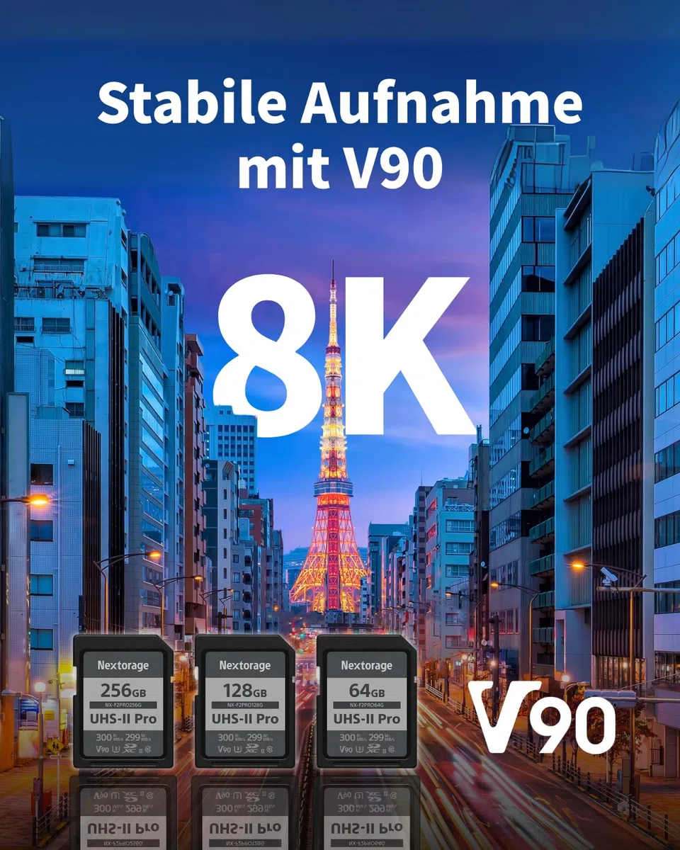 Nextorage SD Karte 256GB UHS-II SDXC, japanische speicherkarte datenspeicher SD Card, Kamera Zubehör für Nikon/Canon/Sony/Fujifilm/Nintendo Switch, F2PRO NX-F2PRO256G