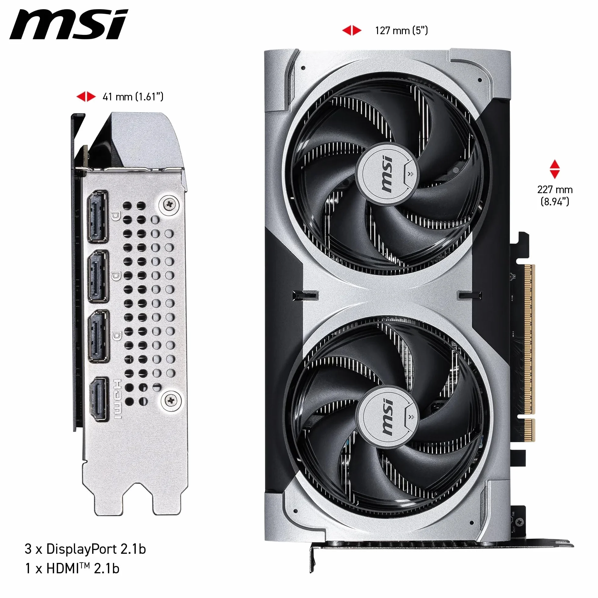 MSI GeForce RTX 5060 Ti 8G Ventus 2X OC Plus - 8GB GDDR7 (28Gbps/128-bit), PCIe 5, Boost: 2602 MHz, HDMI 2.1b, DisplayPort 2.1b, Extra Core-Pipes
