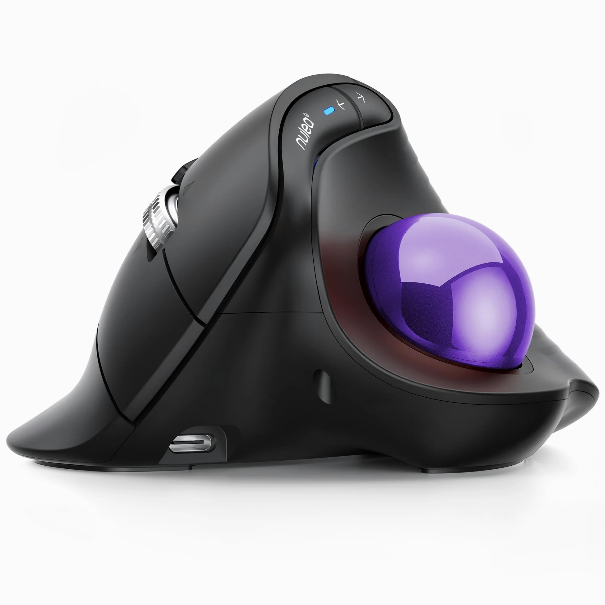 Nulea M514 Vertikale Trackball-Maus, ergonomische drahtlose Daumensteuerungsmaus mit leisen Klicks, 3-Geräte-Verbindung (Bluetooth & USB-Empfänger), aufladbar für PC/Mac/Laptop/Tablet, lila