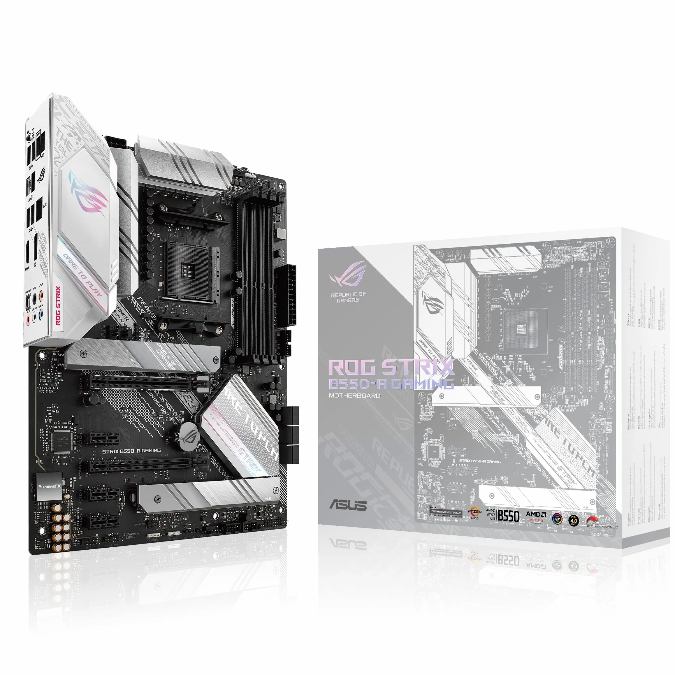 ASUS ROG Strix B550-A Gaming Mainboard Sockel AMD Ryzen AM4 (ATX, 2X M.2, SATA 6Gbit/s, USB 3.2 Gen 2, PCIe 4.0, Aura Sync)