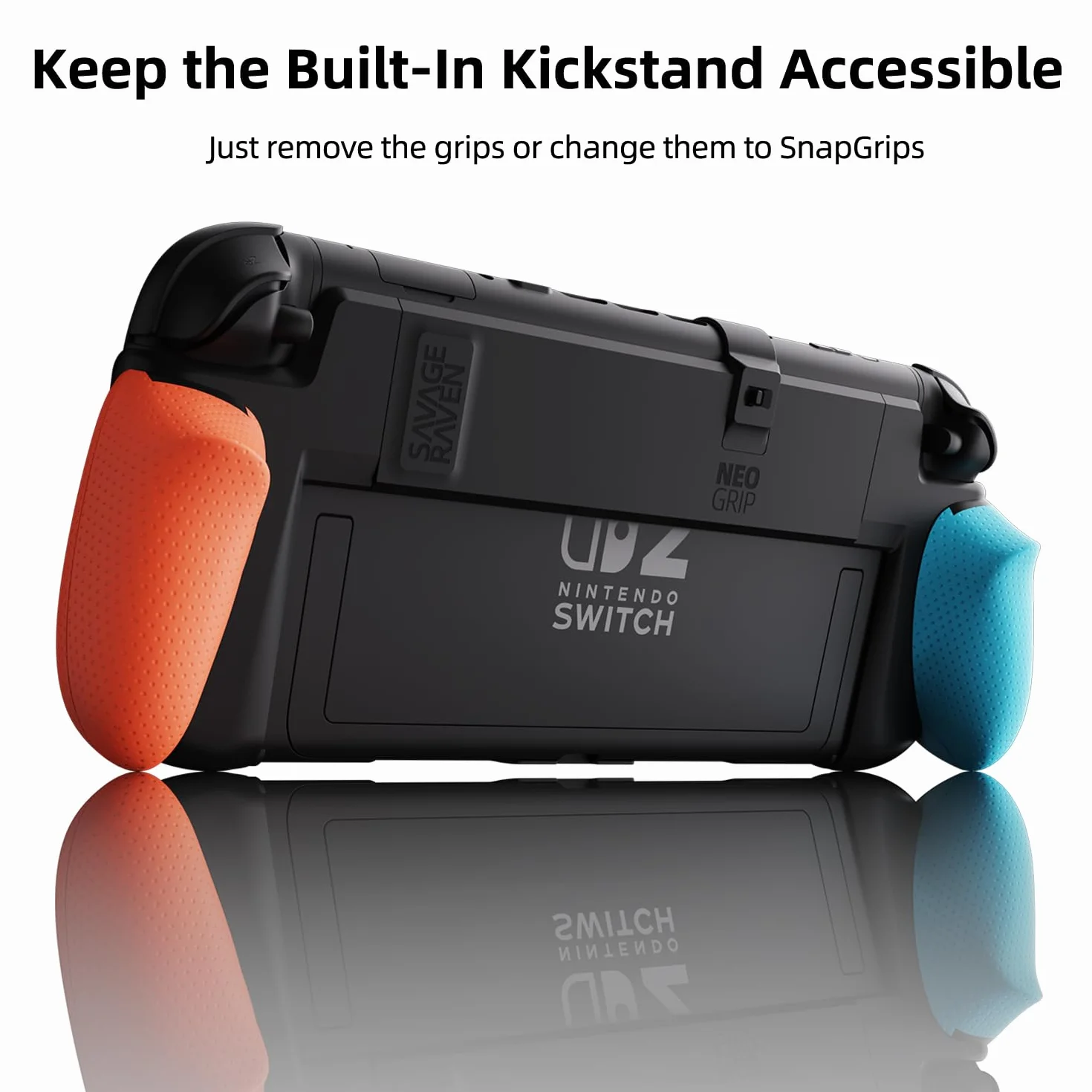 Savage Raven by Skull & Co. NeoGrip Bundle for Nintendo Switch 2: An Ergonomic Grip Hard Shell Handheld Case with Replaceable Grips [to fit All Hands Sizes] [with Carrying Case]- Black