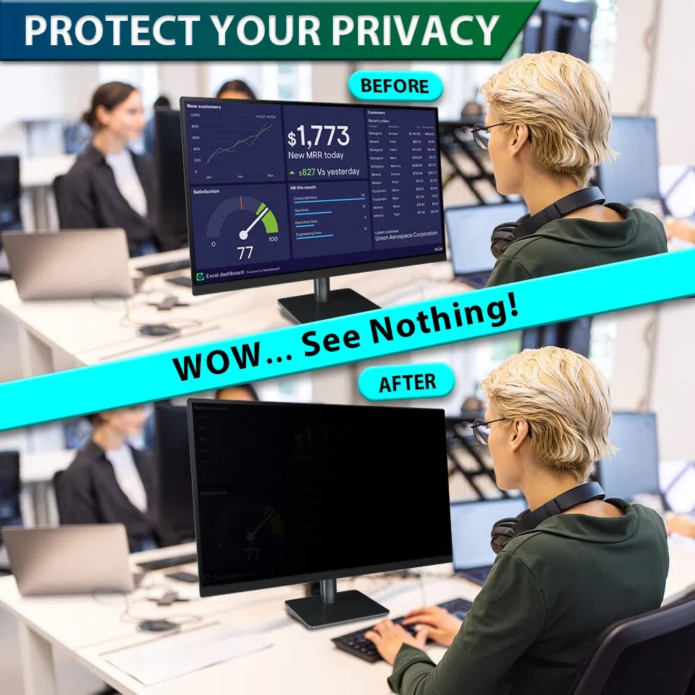 STARY 24 Zoll Monitor 16:10 Blickschutzfolie Seitenverhältnis, Anti-Blaulicht Displayschutz, 24 Inch Abnehmbare Privacy Screen Filter, Blendfreie Schutzfolie