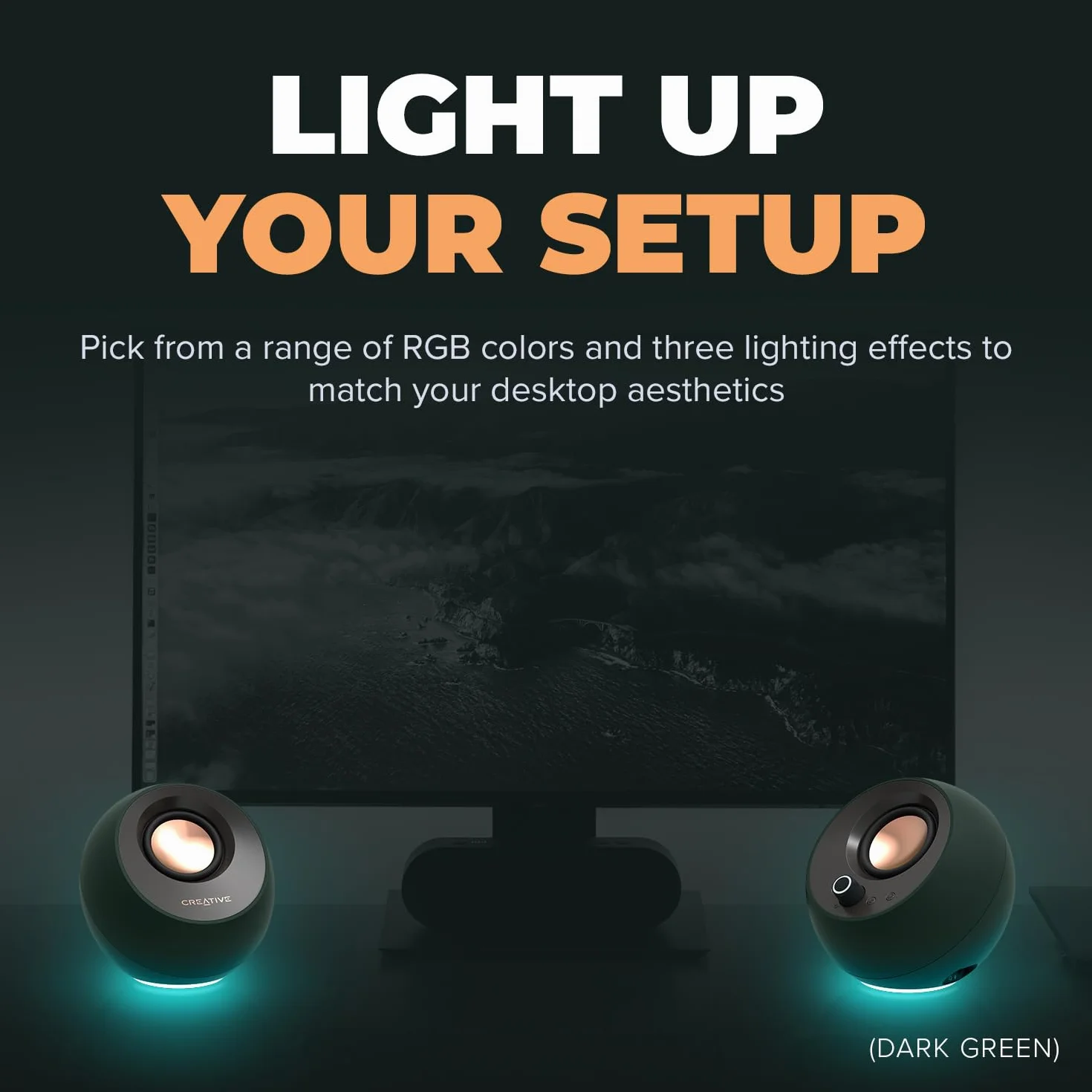 CREATIVE Pebble Pro (Schwarz) USB-C PC-Lautsprecher mit Bluetooth 5.3 und anpassbarer RGB-Beleuchtung, USB-Audio und Headset-/Mikrofonanschluss