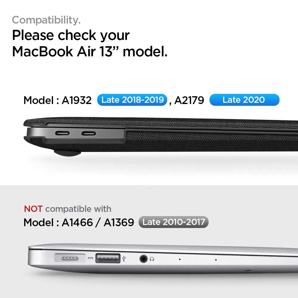 Spigen Thin Fit Kompatibel mit MacBook Air A2337 M1, A2179, A1932 Retina 13 Zoll Hülle (2020/2019/2018) - Schwarz