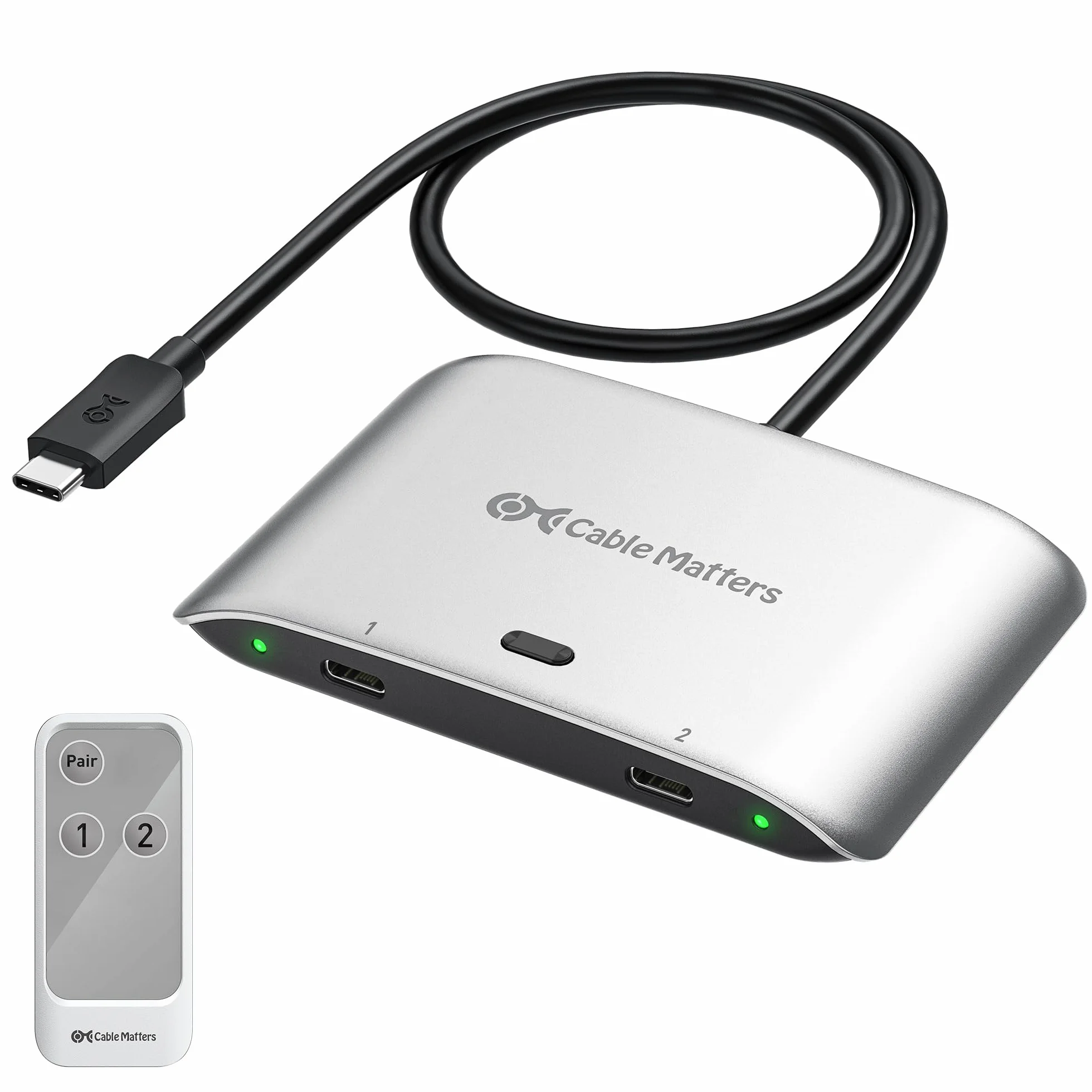 Cable Matters 20G USB C Switch für 2 Computer, 140W PD, bis zu 8K@30Hz unter Windows, 4K@60Hz unter macOS, Nutzung eines Thunderbolt 4 Monitors/Docks (Nicht für Docks mit angeschlossenem Kabel)