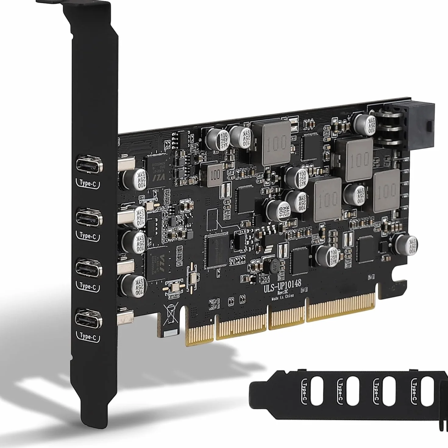 USB C PCIe Karte Wiederaufladbar, USB 3.2 Gen 2 10 Gbps 4 Type C Ports (2 * 45W+ 2 * 30W) für Windows 11/10/8/7 /Vista/XP